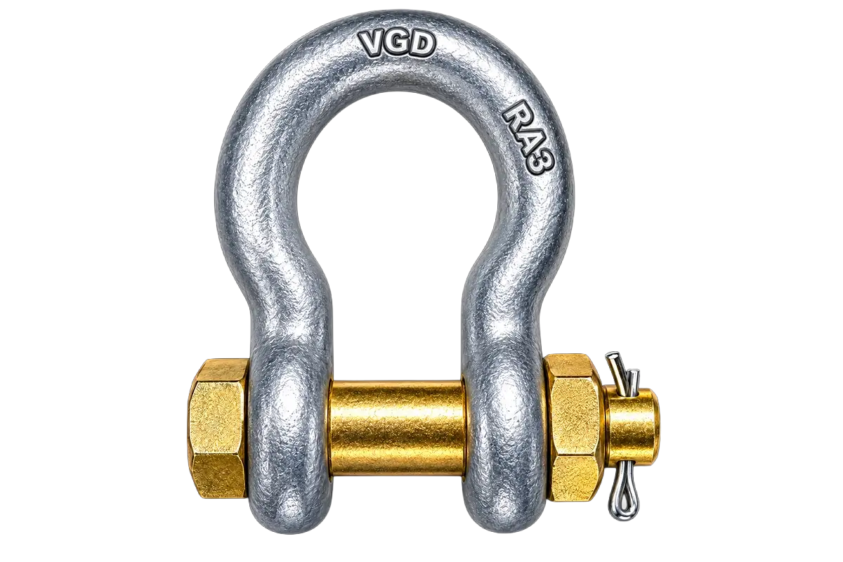 VGD Gold Pin safety anchor shackle with bolt, nut and cotter pin
